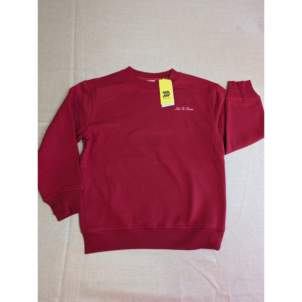 All‎ in Motion Sweatshirt Kids M 8 Red NWT Let It Snow Holiday Oversized Fleece